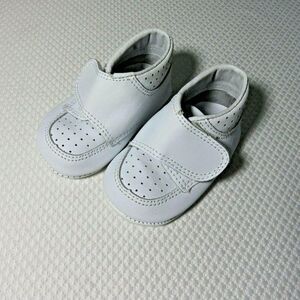 L'Amour Baby Infant Unisex White Leather Crib Shoes Size 1